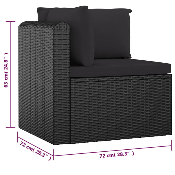 10-tlg. Garten-Lounge-Set mit Kissen Poly Rattan Schwarz