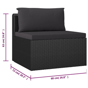 10-tlg. Garten-Lounge-Set mit Kissen Poly Rattan Schwarz