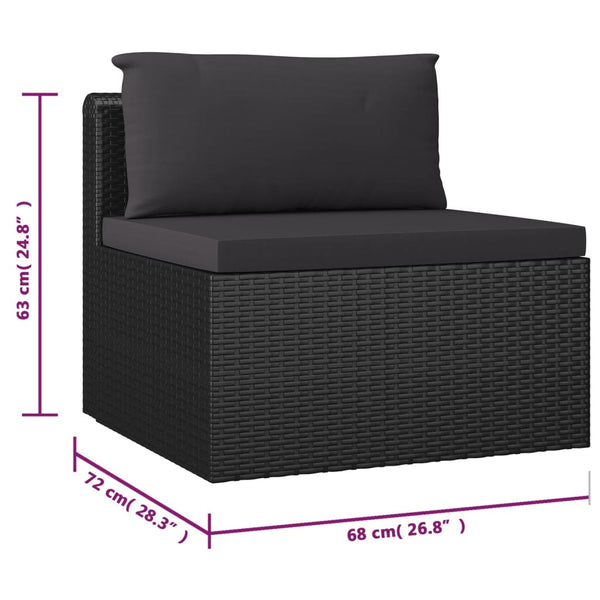 10-tlg. Garten-Lounge-Set mit Kissen Poly Rattan Schwarz