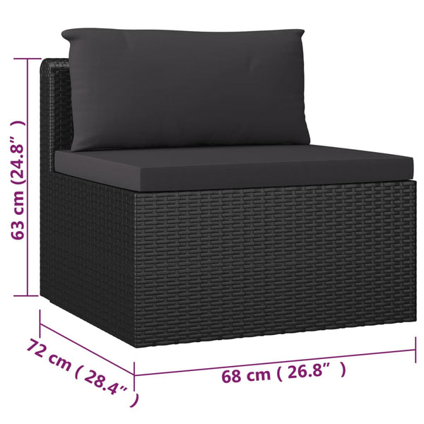 7-tlg. Garten-Lounge-Set mit Kissen Poly Rattan Schwarz