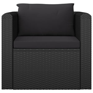 7-tlg. Garten-Lounge-Set mit Kissen Poly Rattan Schwarz