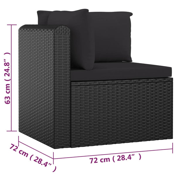 7-tlg. Garten-Lounge-Set mit Kissen Poly Rattan Schwarz