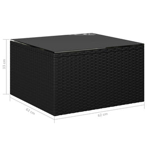 7-tlg. Garten-Lounge-Set mit Kissen Poly Rattan Schwarz