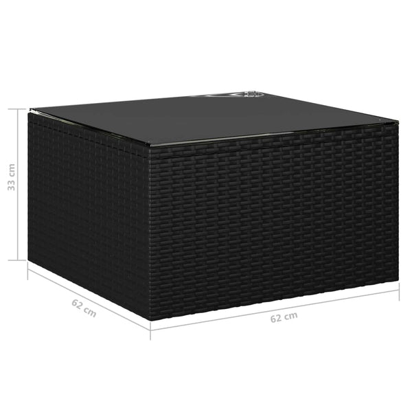 7-tlg. Garten-Lounge-Set mit Kissen Poly Rattan Schwarz
