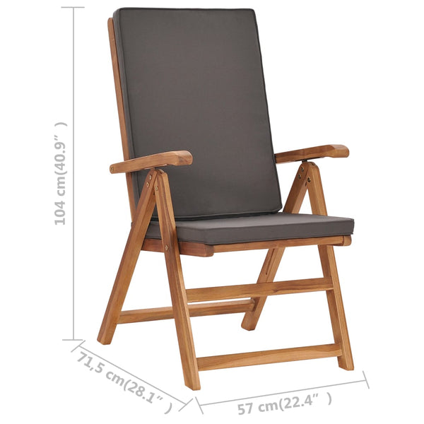 vidaXL Salle à manger de jardin 5 pcs avec coussins gris Teck massif