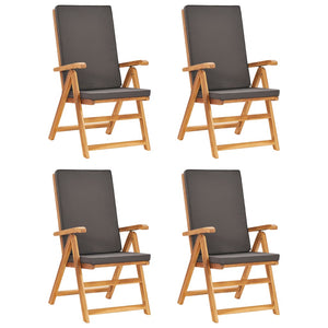 vidaXL Salle à manger de jardin 5 pcs avec coussins gris Teck massif
