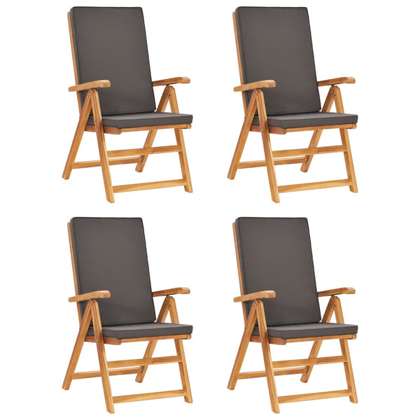 vidaXL Salle à manger de jardin 5 pcs avec coussins gris Teck massif