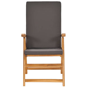 vidaXL Salle à manger de jardin 5 pcs avec coussins gris Teck massif