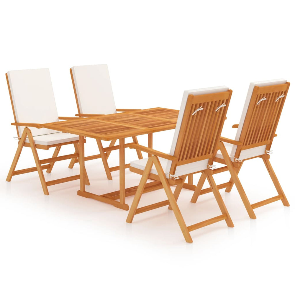 vidaXL Salon de jardin 5 pcs avec coussins Bois de teck massif
