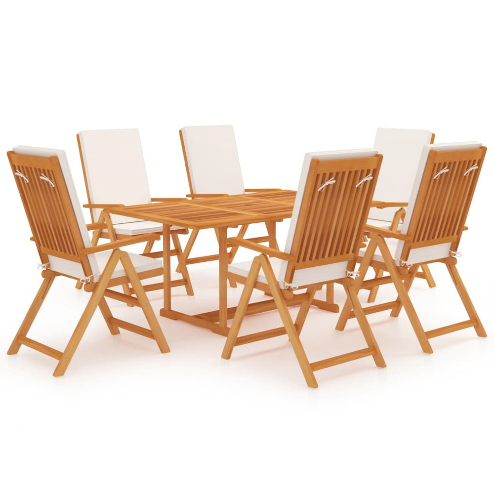vidaXL Salon de jardin à manger 7 pcs avec coussins Bois de teck massif
