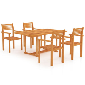 5-tlg. Garten-Essgruppe Massivholz Teak