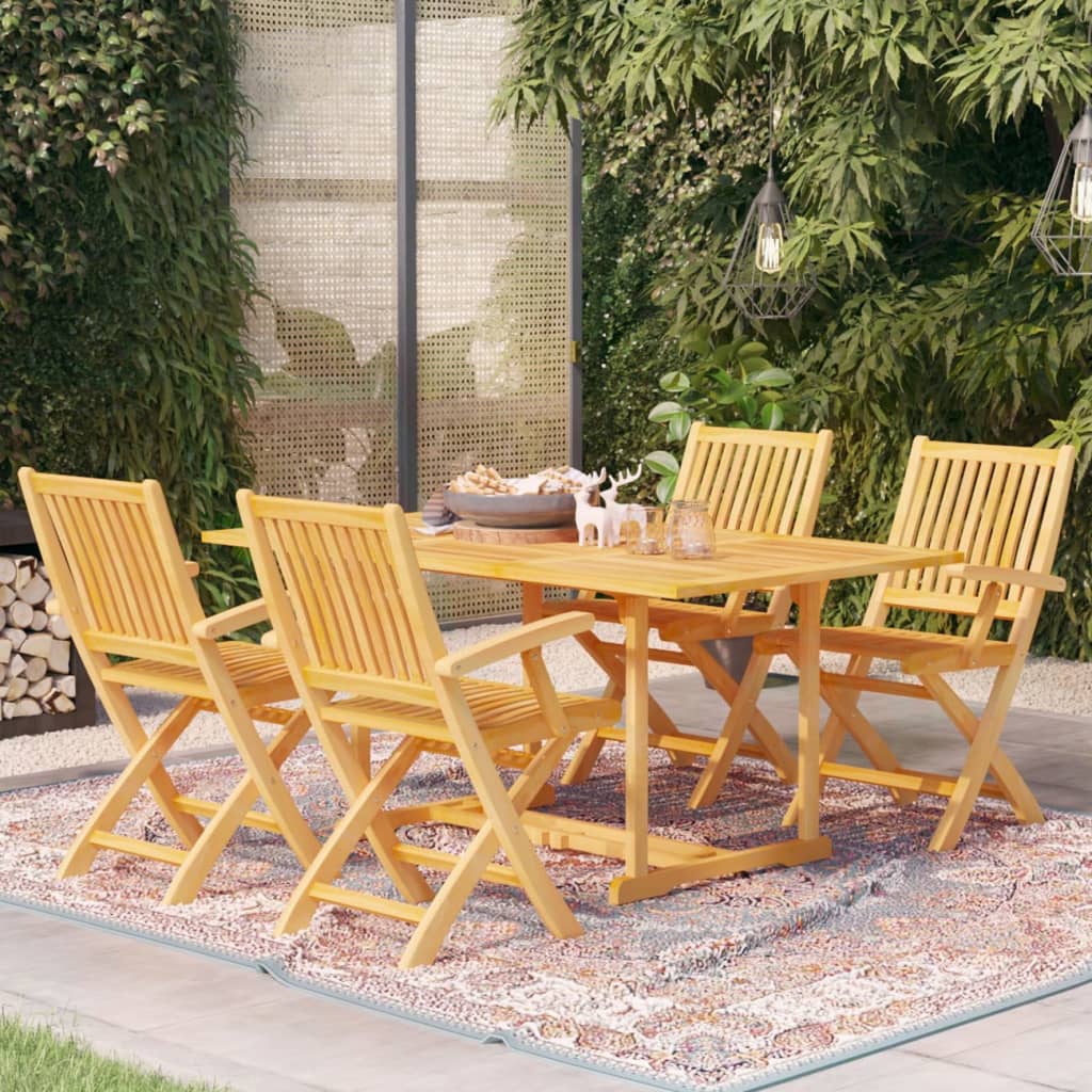 5-tlg. Garten-Essgruppe Massivholz Teak