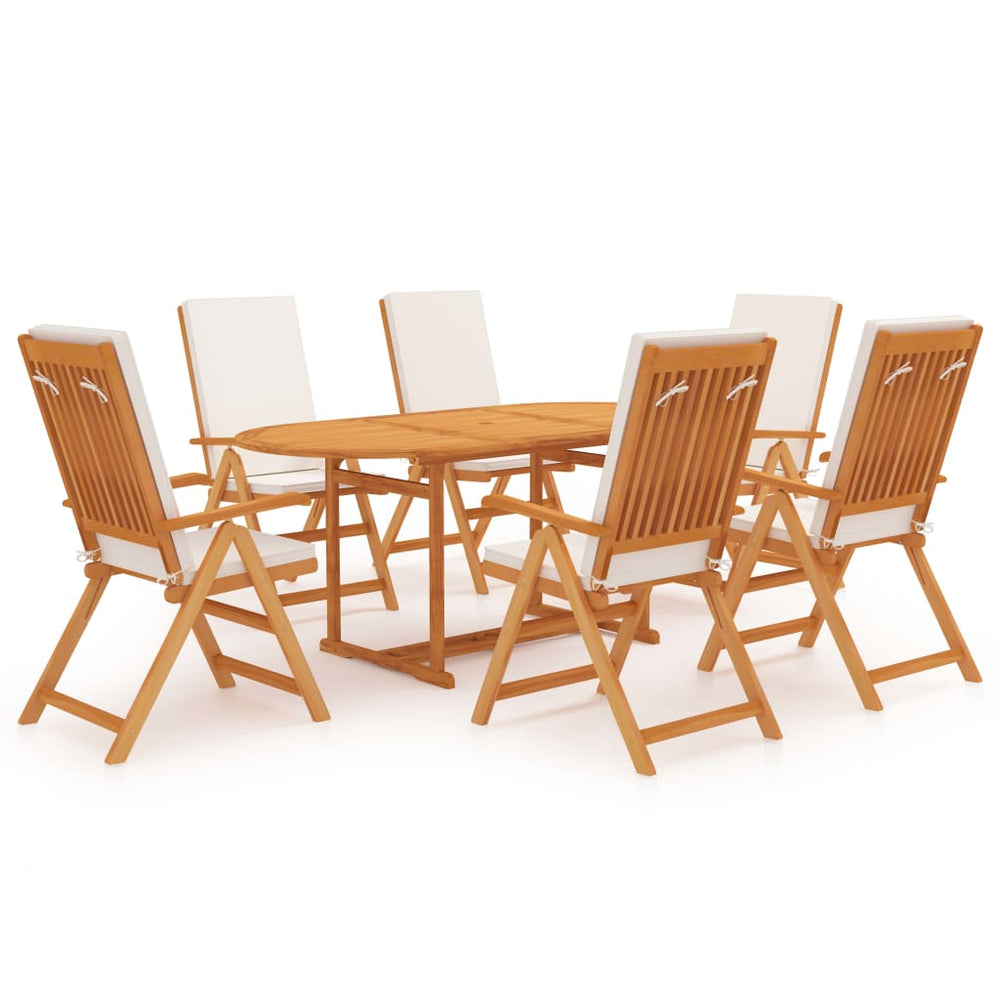 vidaXL Salon de jardin à manger 7 pcs avec coussins Bois de teck massif