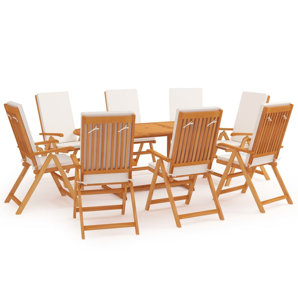 vidaXL Ensemble de salle à manger de jardin 9 pcs avec coussins Bois de teck massif