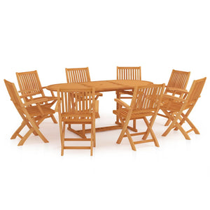 9-tlg. Garten-Essgruppe Massivholz Teak