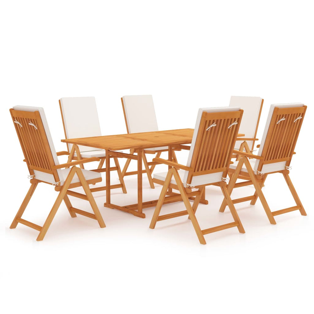 vidaXL Salon de jardin à manger 7 pcs avec coussins Bois de teck massif