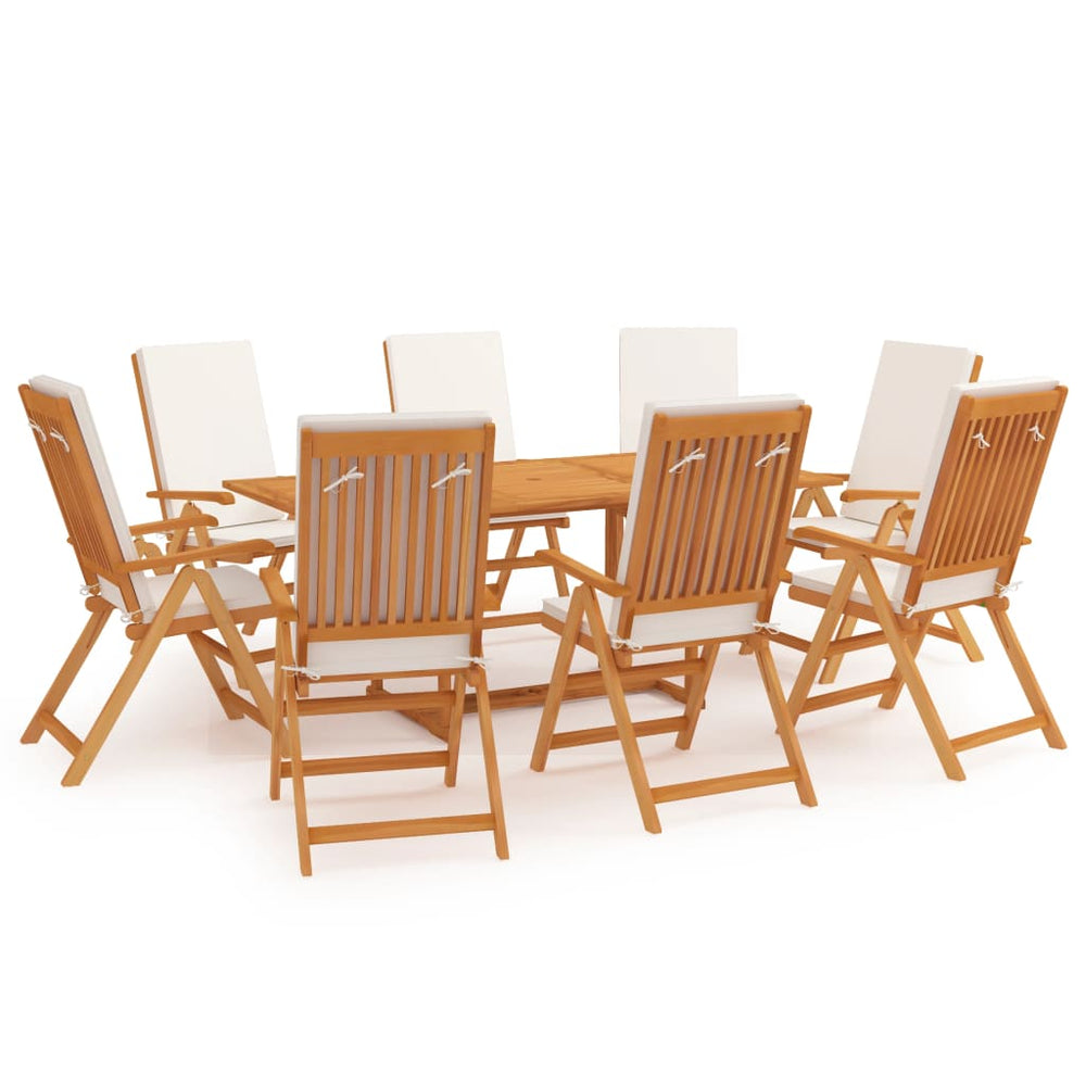 vidaXL Ensemble de salle à manger de jardin 9 pcs avec coussins Bois de teck massif