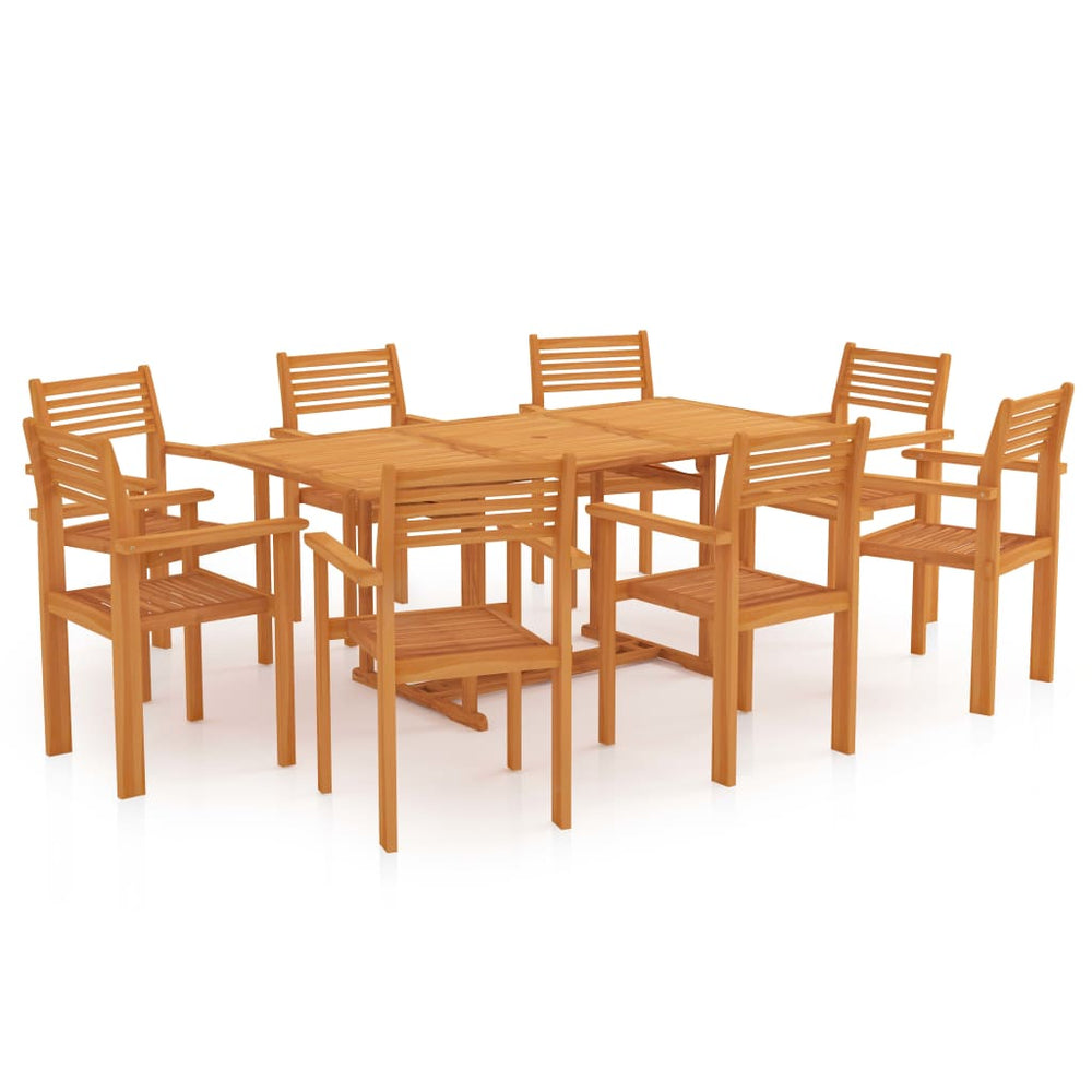 vidaXL Salle à manger de jardin 9 pcs Bois de teck massif