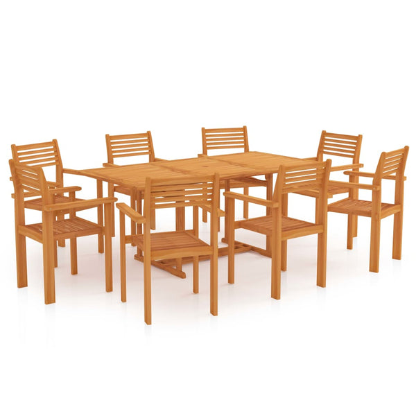 9-tlg. Garten-Essgruppe Massivholz Teak