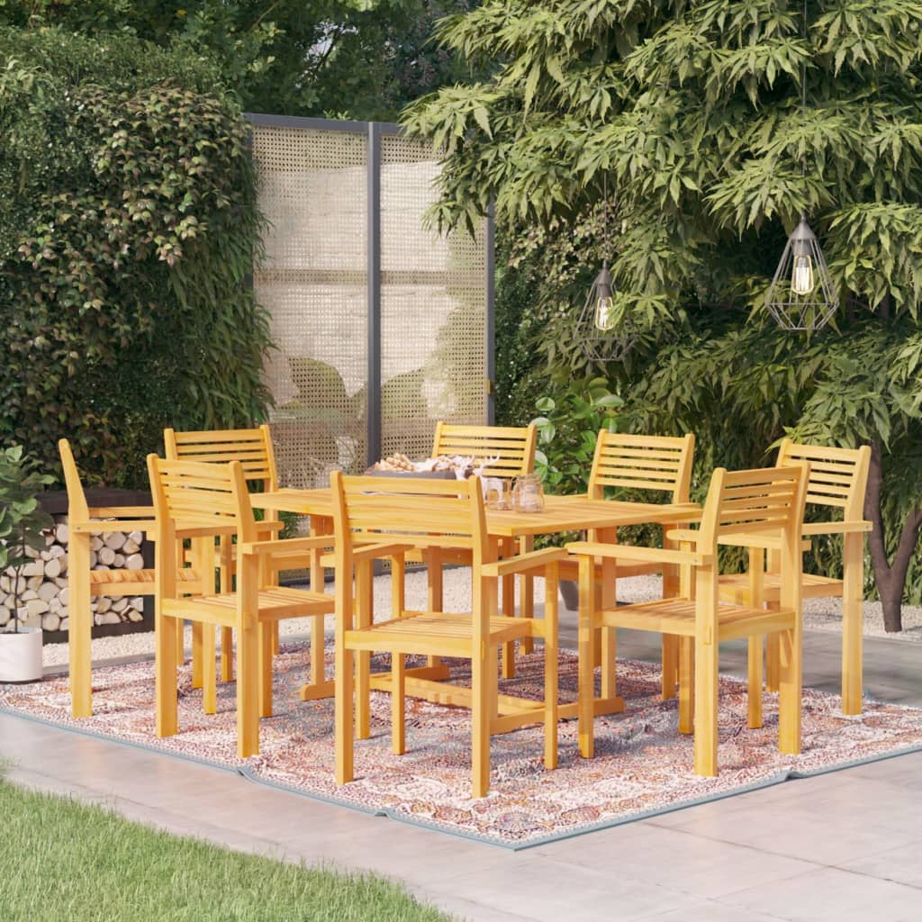 9-tlg. Garten-Essgruppe Massivholz Teak