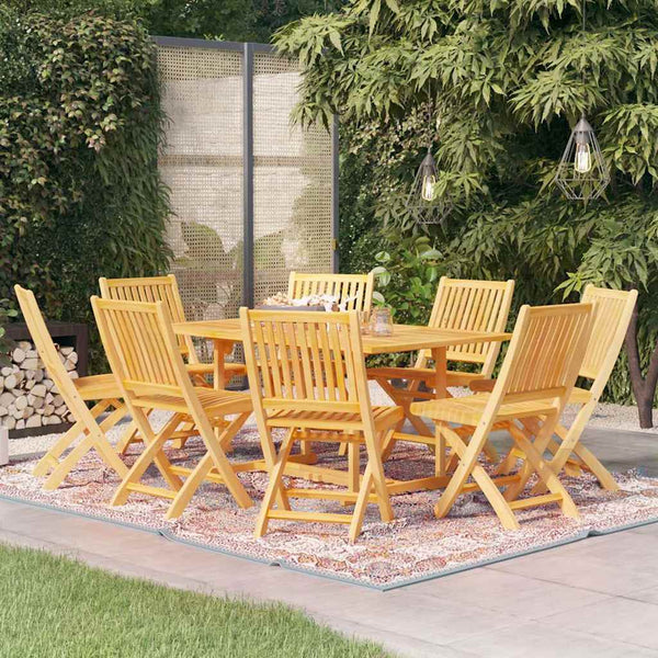 9-tlg. Garten-Essgruppe Massivholz Teak