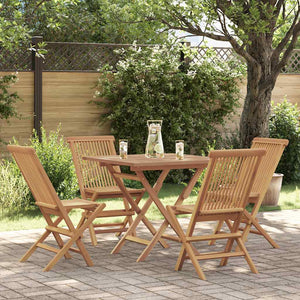 5-tlg. Garten-Essgruppe Massivholz Teak