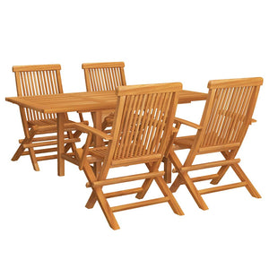 5-tlg. Garten-Essgruppe Massivholz Teak