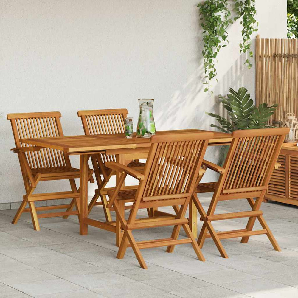 vidaXL Salon de jardin 5 pcs Bois de teck massif