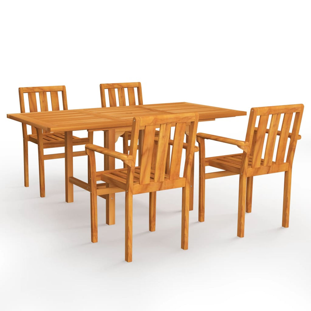 vidaXL Salon de jardin 5 pcs Bois de teck massif