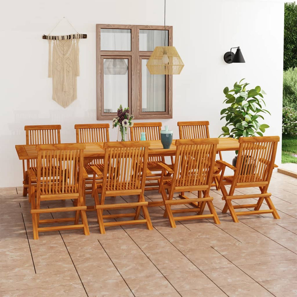 vidaXL Salon de jardin 9 pcs en bois de teck massif