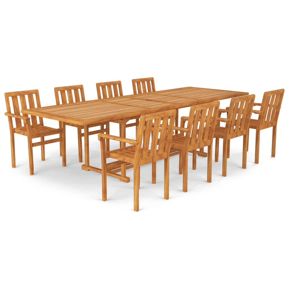 vidaXL Salon de jardin 9 pcs en bois de teck massif