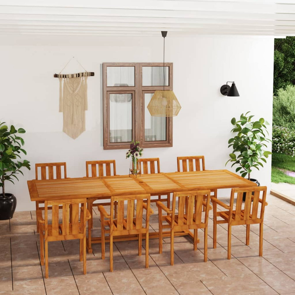 vidaXL Salon de jardin 9 pcs en bois de teck massif