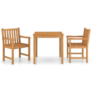 3-teiliges Garten-Ess-Set 80 x 80 cm Massivholz Teak