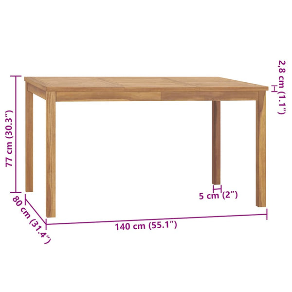 7-teiliges Garten-Ess-Set 140 x 80 cm Massivholz Teak