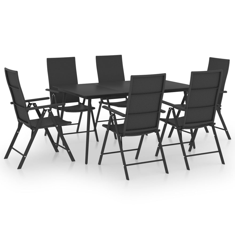 7-tlg. Garten-Essgruppe Schwarz