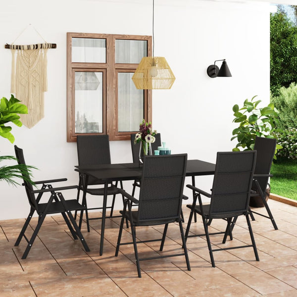 7-tlg. Garten-Essgruppe Schwarz