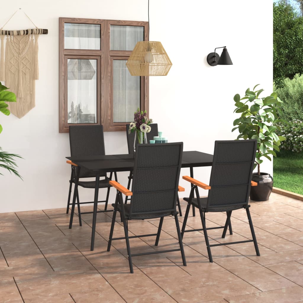 5-tlg. Garten-Essgruppe Schwarz und Braun