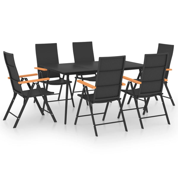 7-tlg. Garten-Essgruppe Schwarz und Braun