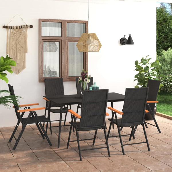 7-tlg. Garten-Essgruppe Schwarz und Braun