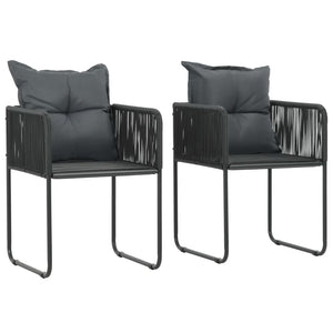 3-tlg. Garten-Essgruppe PVC Rattan Schwarz