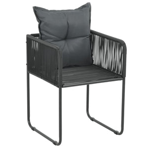 3-tlg. Garten-Essgruppe PVC Rattan Schwarz