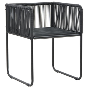 3-tlg. Garten-Essgruppe PVC Rattan Schwarz