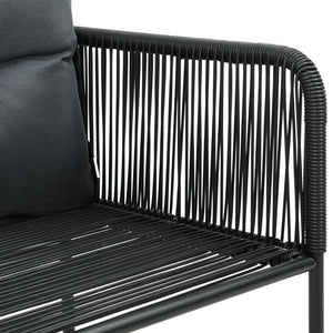3-tlg. Garten-Essgruppe PVC Rattan Schwarz