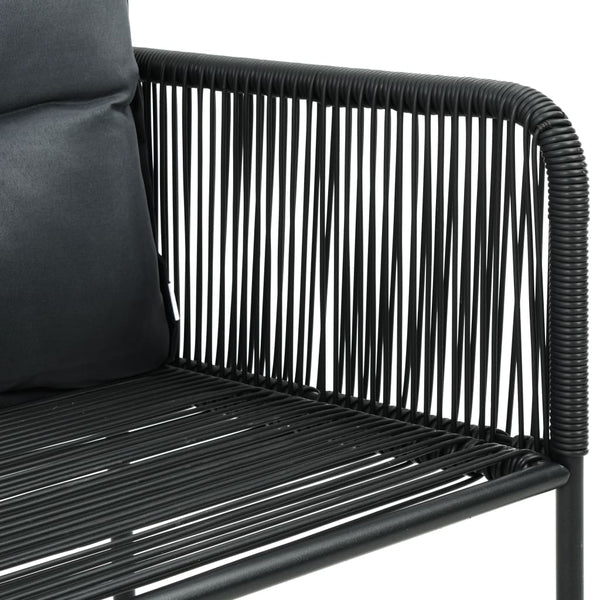 3-tlg. Garten-Essgruppe PVC Rattan Schwarz