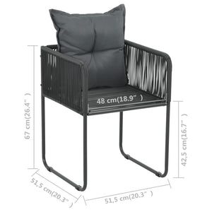3-tlg. Garten-Essgruppe PVC Rattan Schwarz