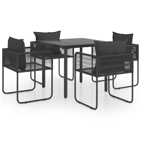 5-tlg. Garten-Essgruppe PVC Rattan Schwarz