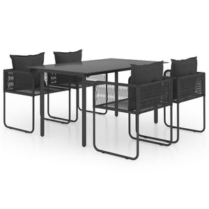 5-tlg. Garten-Essgruppe PVC Rattan Schwarz