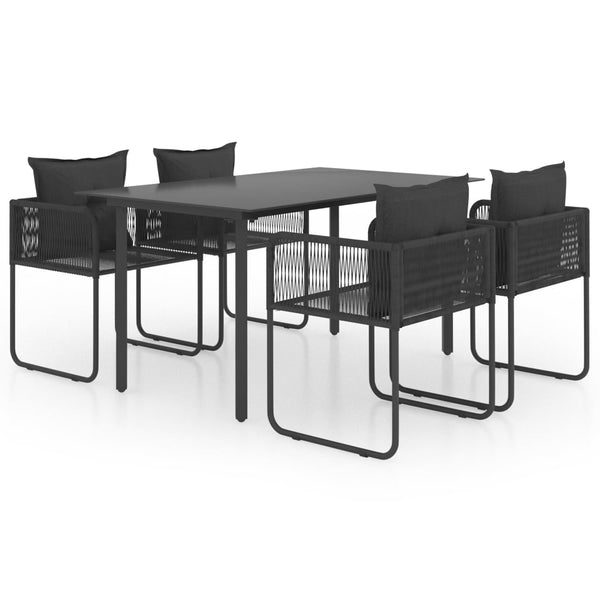 5-tlg. Garten-Essgruppe PVC Rattan Schwarz