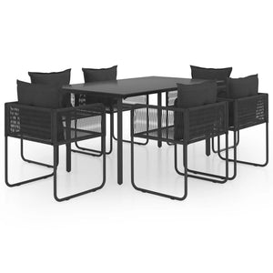 7-tlg. Garten-Essgruppe PVC Rattan Schwarz