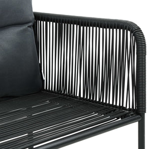 7-tlg. Garten-Essgruppe PVC Rattan Schwarz
